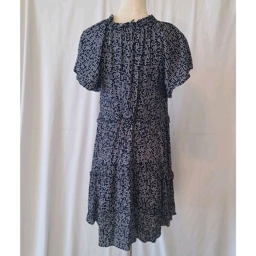 Anthropologie Womens Navy Blue Dotted Robin Tiered Mini Dress Small - Picture 5 of 6